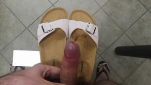 Fuck cum white Birkenstock sandals (Madrid kind) lot of cum