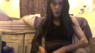 pantyhose wank with wig and make up