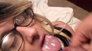 KyleeB Sissy Trans Cheerleader getting huge cum facial