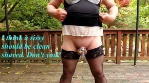 Sissy amanda carrol outdoor in lingerie