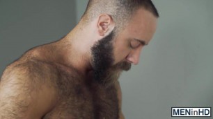 Hairy muscular hunk cheats his wife with a handsome gay guy