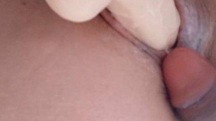 Vends-ta-culotte - Gorgeous amateur MILF double dildo fucking in closeup